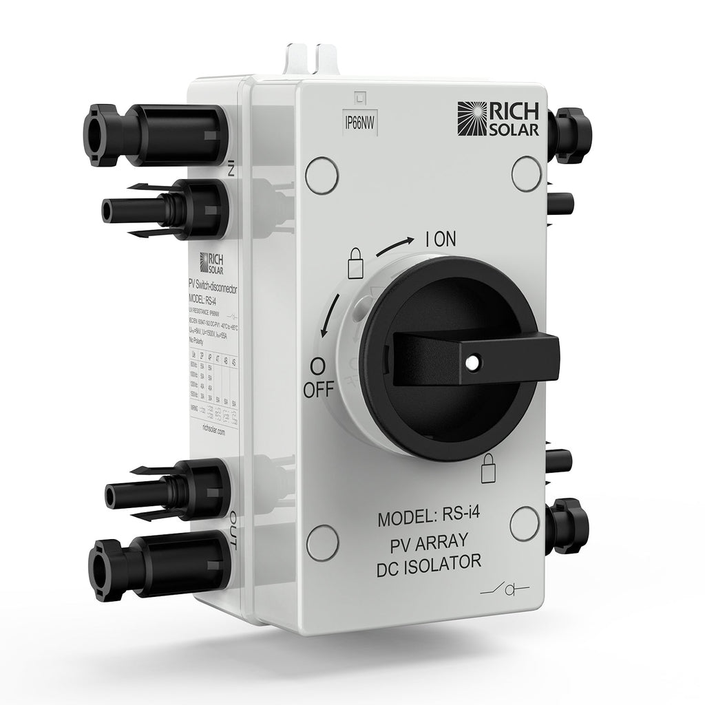 Solar PV DC Quick Disconnect Switch | Solar Array DC Quick Disconnect Switch | 1500 Volt 55 Amp | 4 Pole 2 Strings | Easy to Install