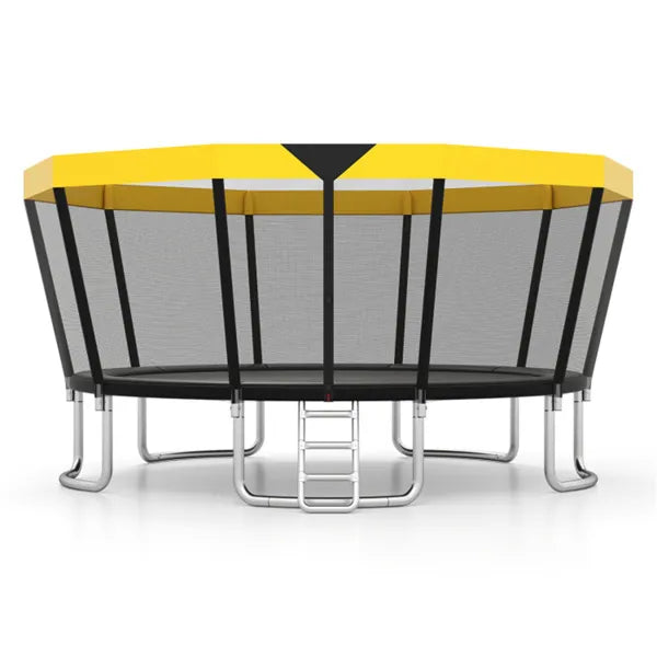 16FT Outdoor Trampoline With 360° Safety Enclosure Net, Family Recreational Trampoline For Backyard
