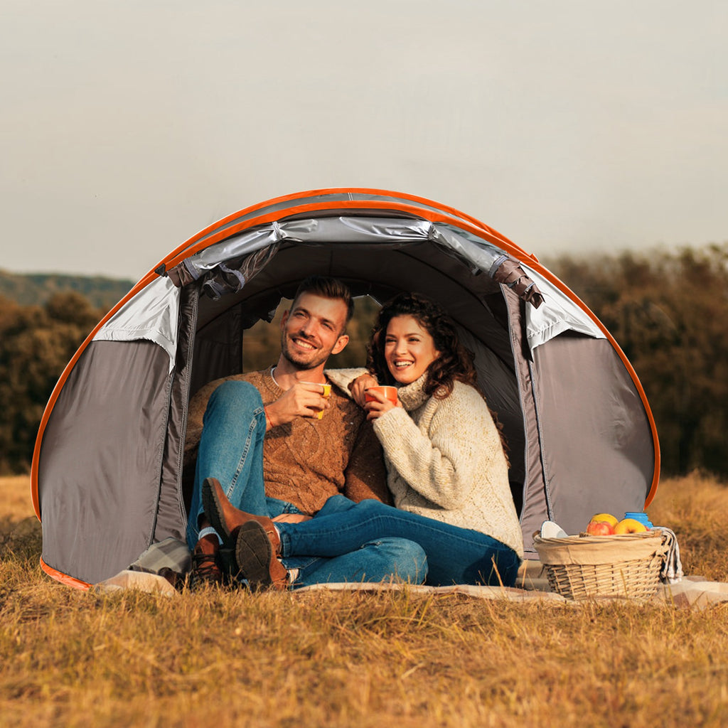 1Pc 5-8 Person Tent Automatic Setup Camping Tent Waterproof Instant Setup Tent With 4 Mosquito Net Windows Carrying Bag For Hiking Climbing Adventure Fishing