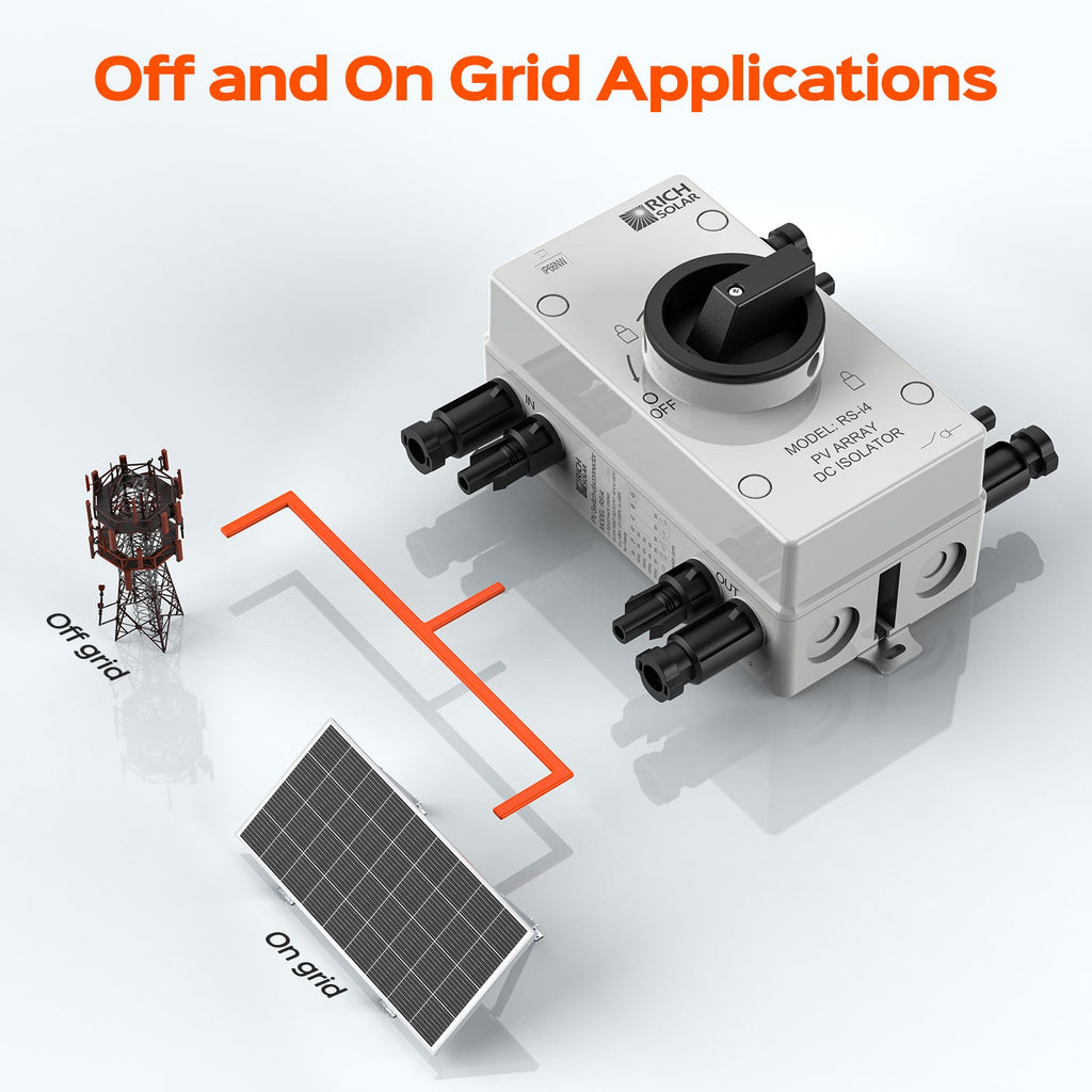 Solar PV DC Quick Disconnect Switch | Solar Array DC Quick Disconnect Switch | 1500 Volt 55 Amp | 4 Pole 2 Strings | Easy to Install