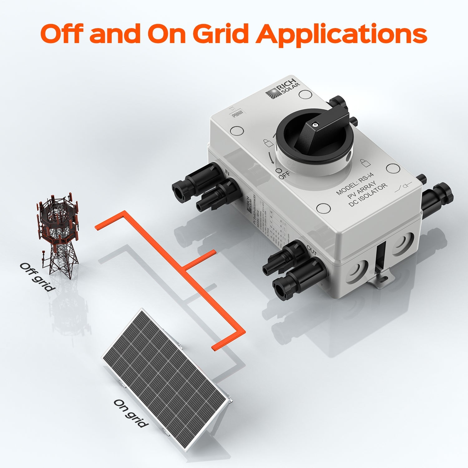 Solar PV DC Quick Disconnect Switch | Solar Array DC Quick Disconnect Switch | 1500 Volt 55 Amp | 4 Pole 2 Strings | Easy to Install