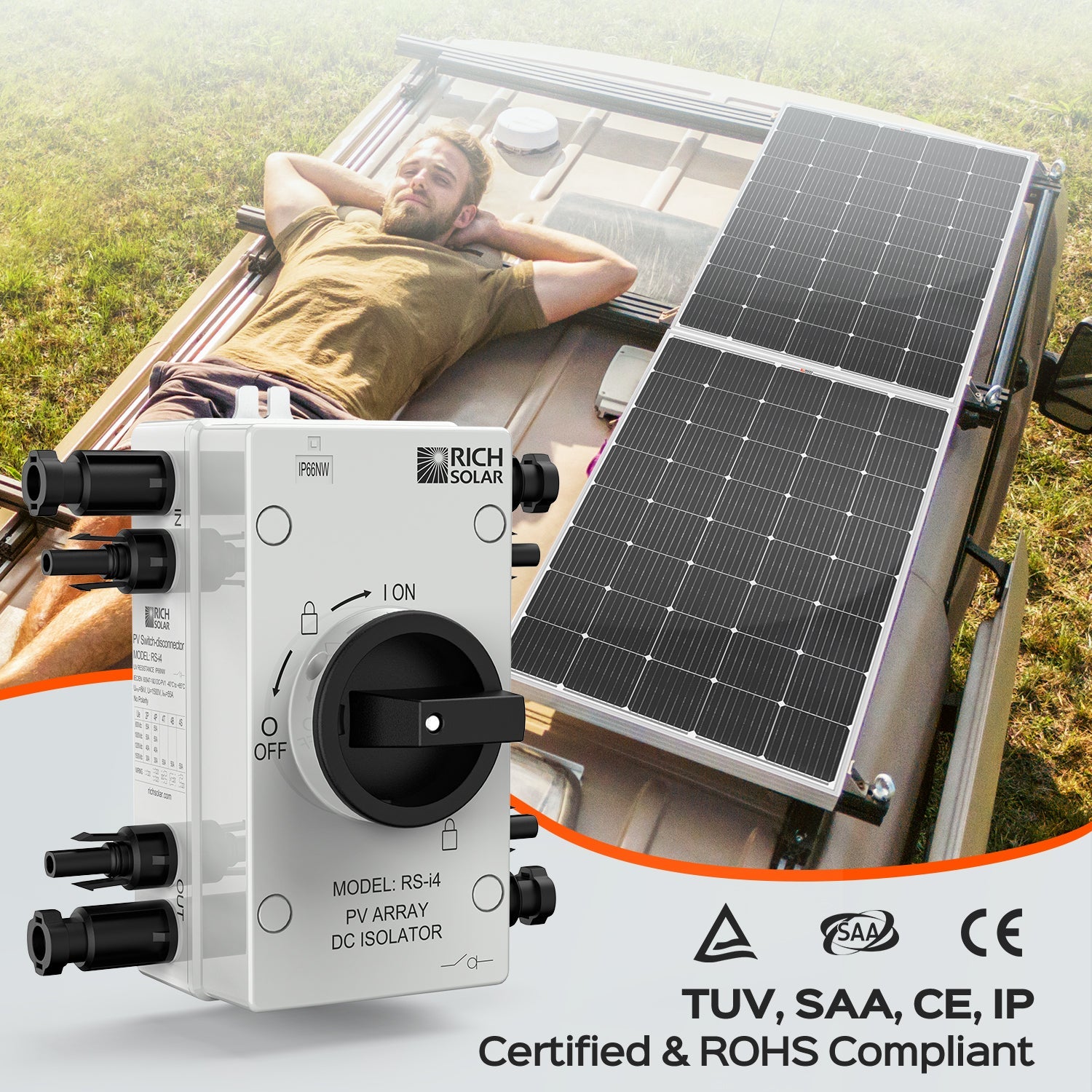 Solar PV DC Quick Disconnect Switch | Solar Array DC Quick Disconnect Switch | 1500 Volt 55 Amp | 4 Pole 2 Strings | Easy to Install