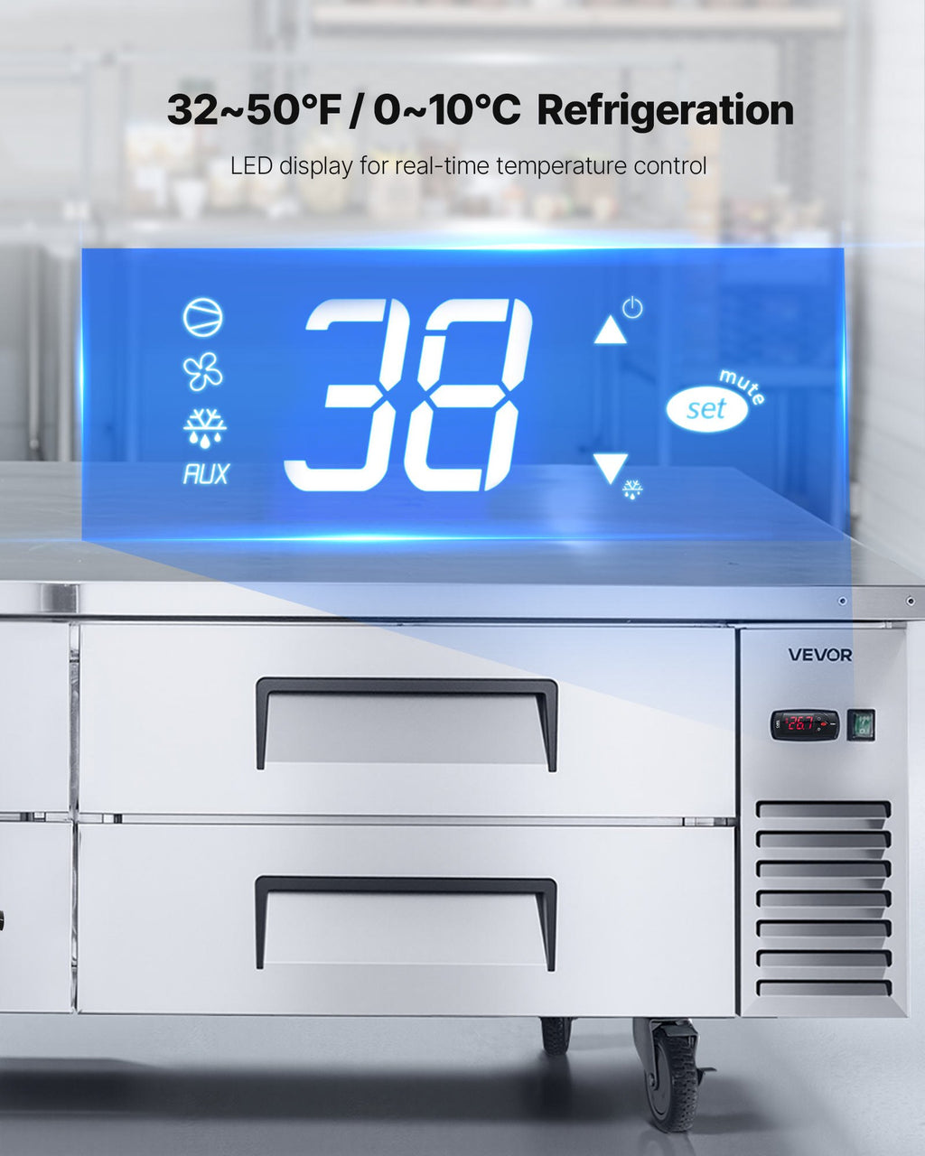 Chef Base Refrigerator, 72" W Commercial Chef Bases Worktop Refrigerators, 4-Drawer Under Counter Fridge With 12 Pans Stainless Steel, Heavy-Duty Refrigerated Base, Invisible Door Handle