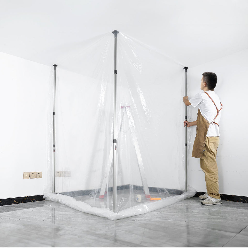 Dust Barrier Poles 12 Ft With 4 Telescoping Poles Dust Barrier System