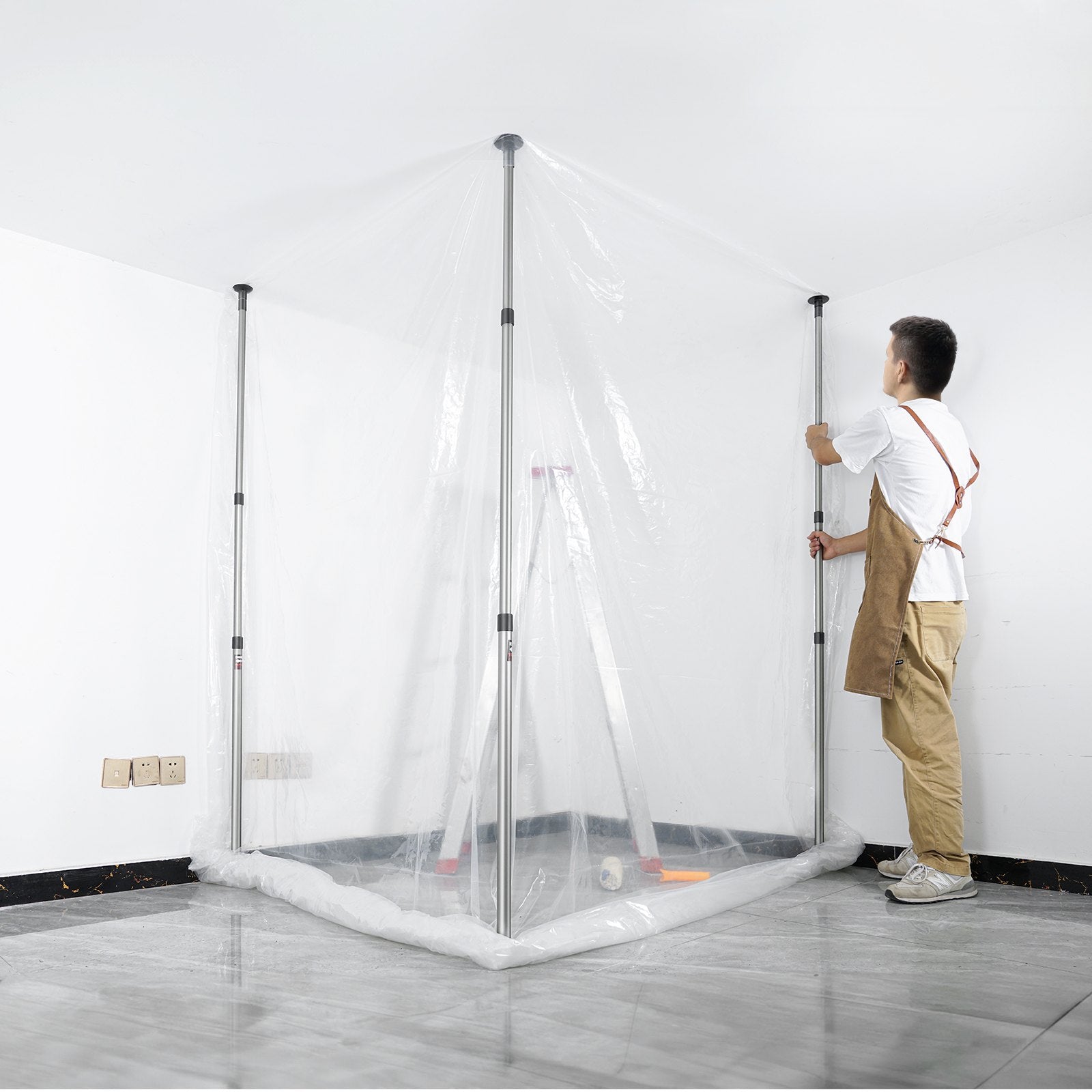 Dust Barrier Poles 12 Ft With 4 Telescoping Poles Dust Barrier System