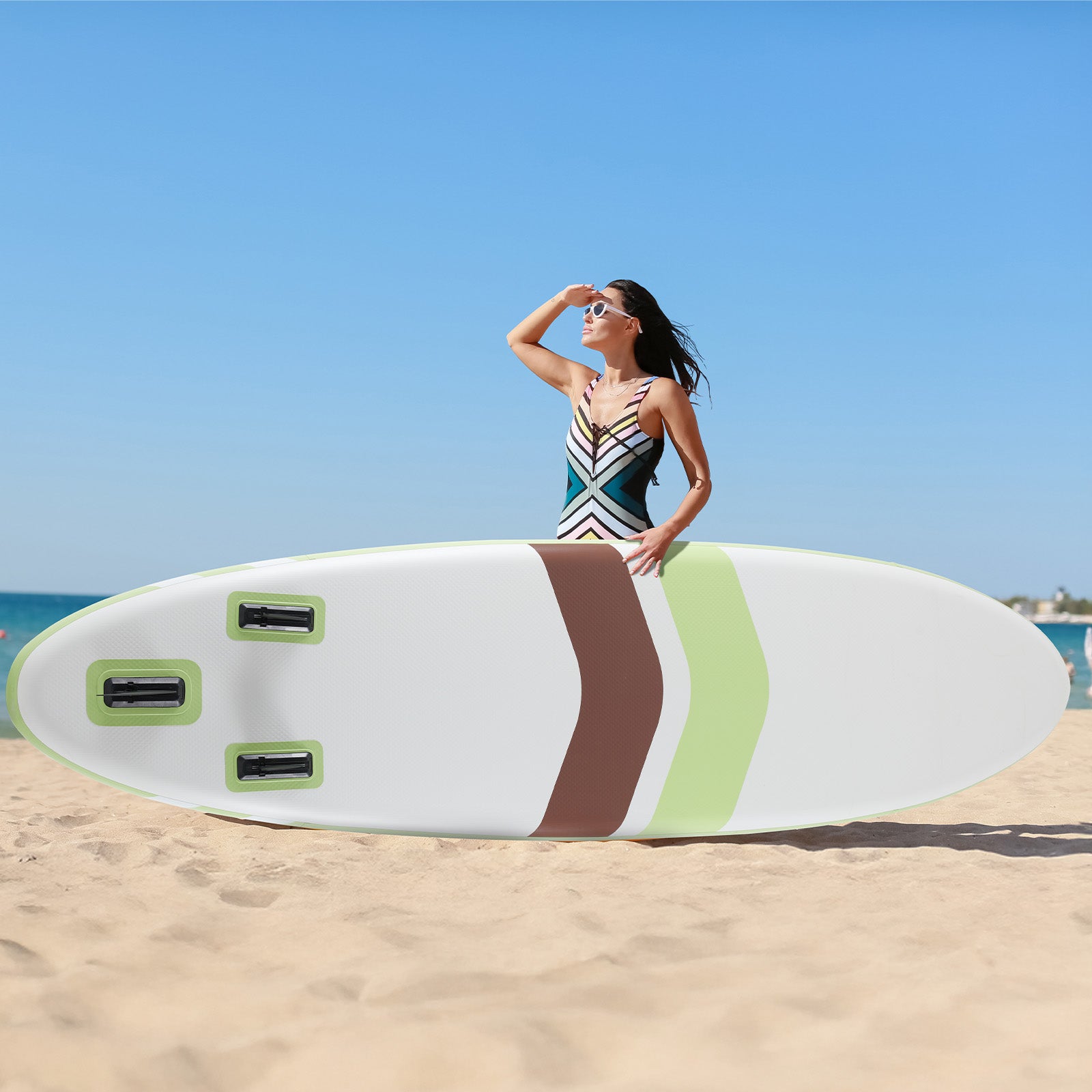 Inflatable Stand Up Paddle Boards 10 Ft 5 In With Premium SUP Paddle Board Accessories, Wide Stable Design, Non-Slip Comfort Deck For Youth & Adults