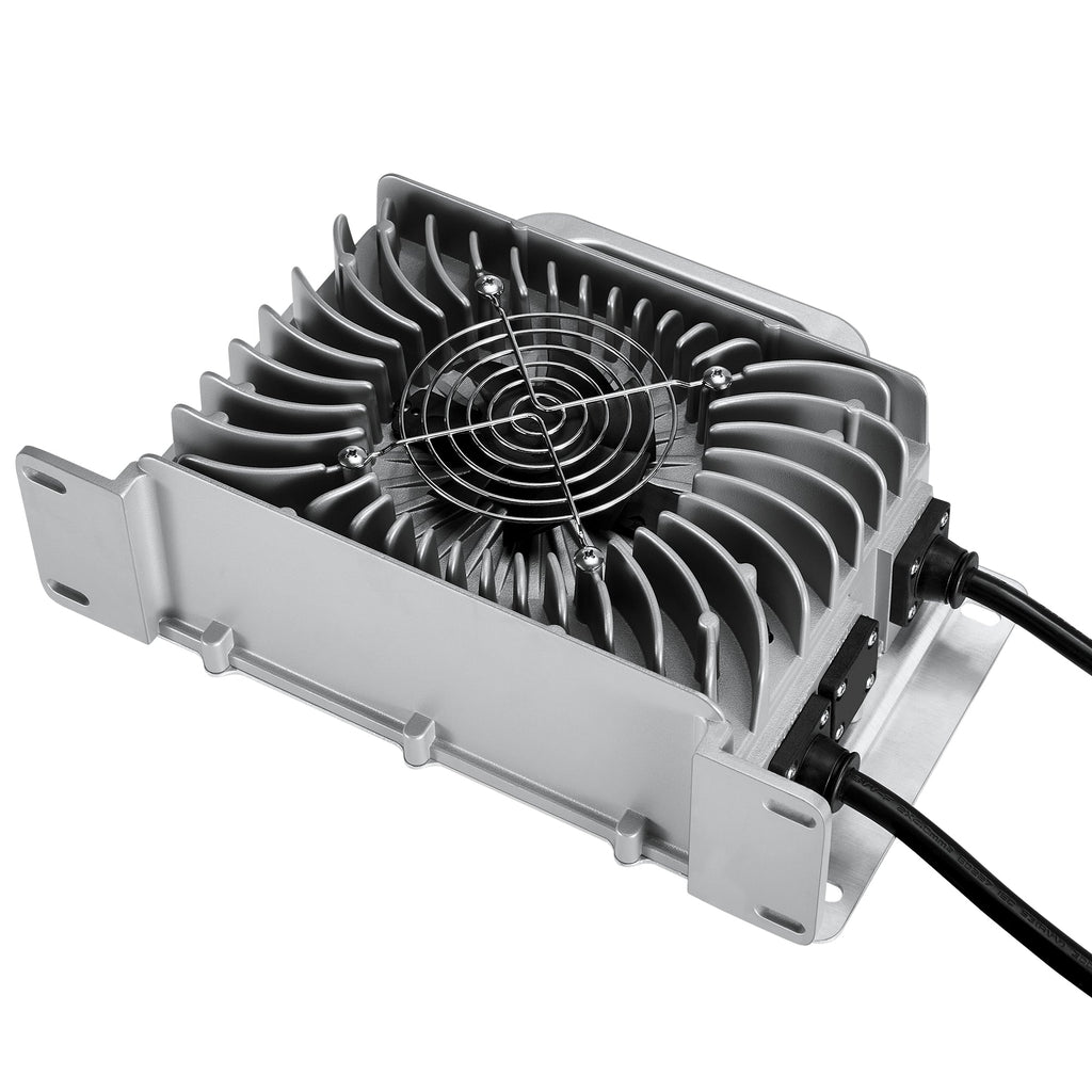 48V (57.6V) Waterproof LiFePO4 Charger | 20A / 25A,  100-240V AC, 8-in-1 Protection, Fan-Cooled