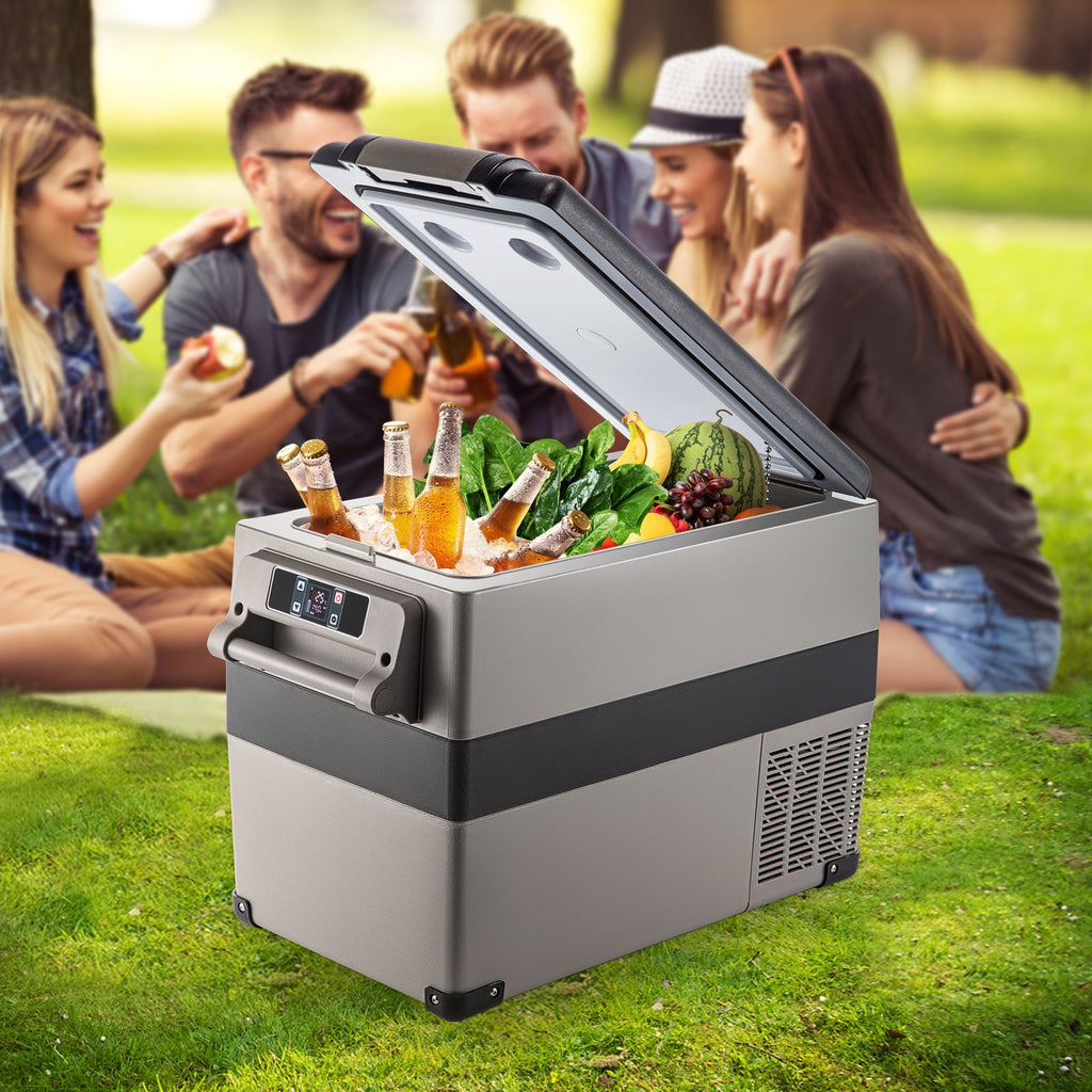 12 Volt Refrigerator 45L(48qt) Fast Cooling Portable Freezer With App Control(-4℉~68℉) Car Fridge With 12/24v DC & 110-240v AC For Travel, Camping And Home Use, 48 Quart, Black