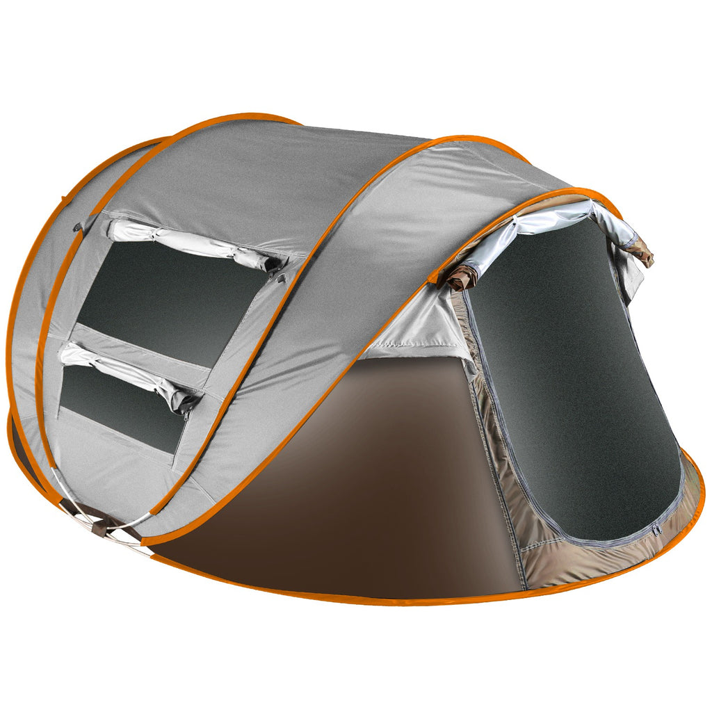 1Pc 5-8 Person Tent Automatic Setup Camping Tent Waterproof Instant Setup Tent With 4 Mosquito Net Windows Carrying Bag For Hiking Climbing Adventure Fishing