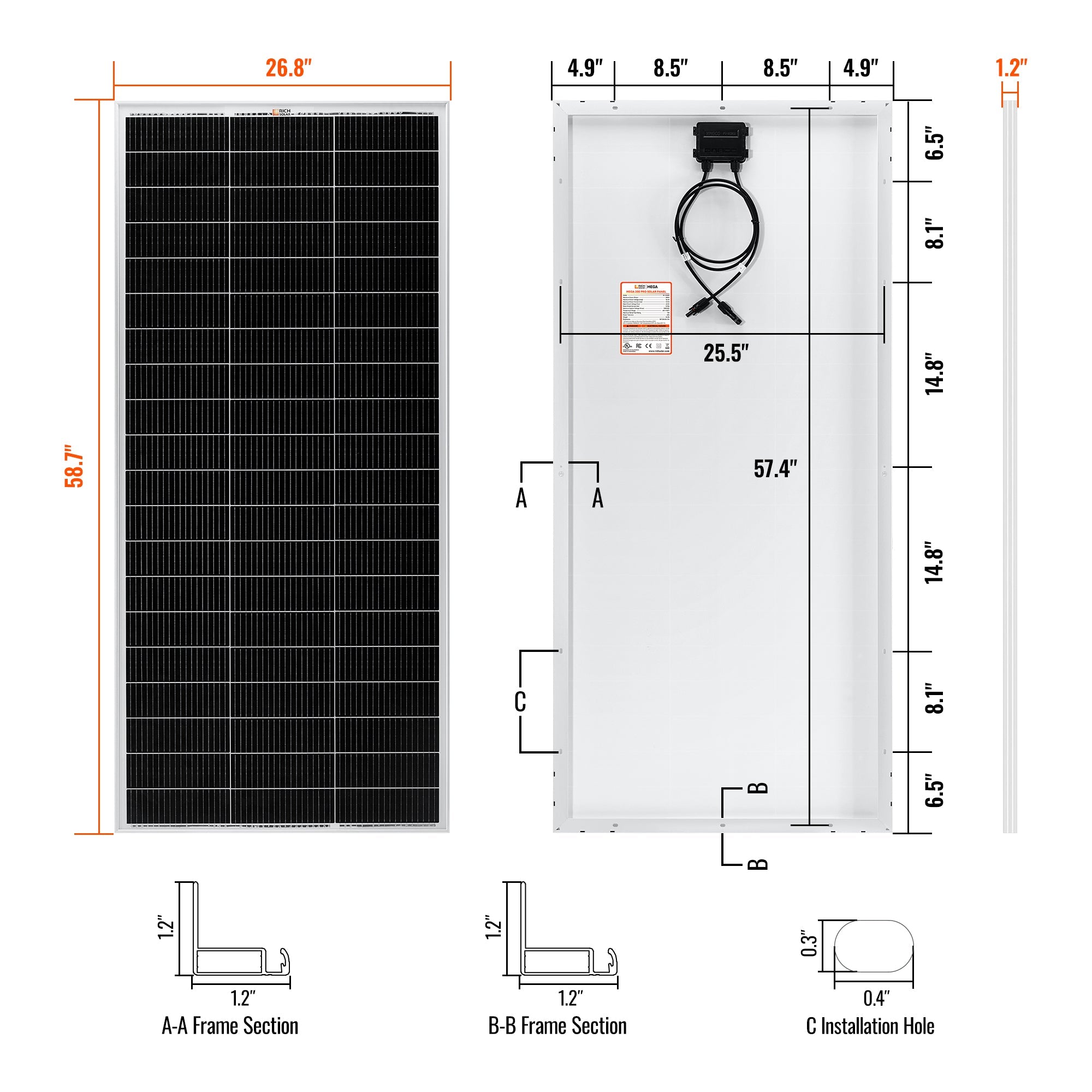 MEGA 200 PRO | 200 Watt 24 Volt Solar Panel | Premium 24V Off-Grid Solar Panel for RVs, Trailers, Cabins | 25-Year Output Warranty