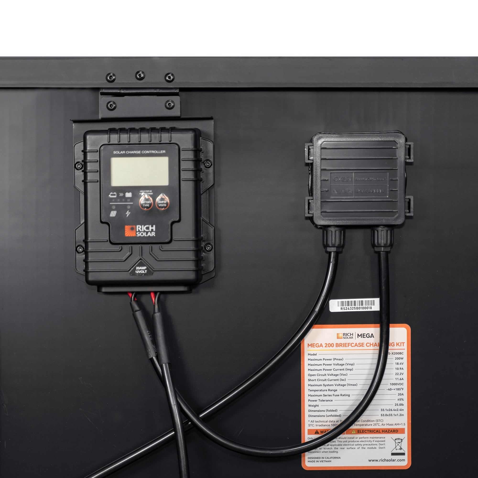 MEGA 200 Portable Briefcase Charging Kit | 200 Watt Portable Solar Panel | Premium 12V Portable Solar Panel for Generators, Vans, Campers | High Efficiency