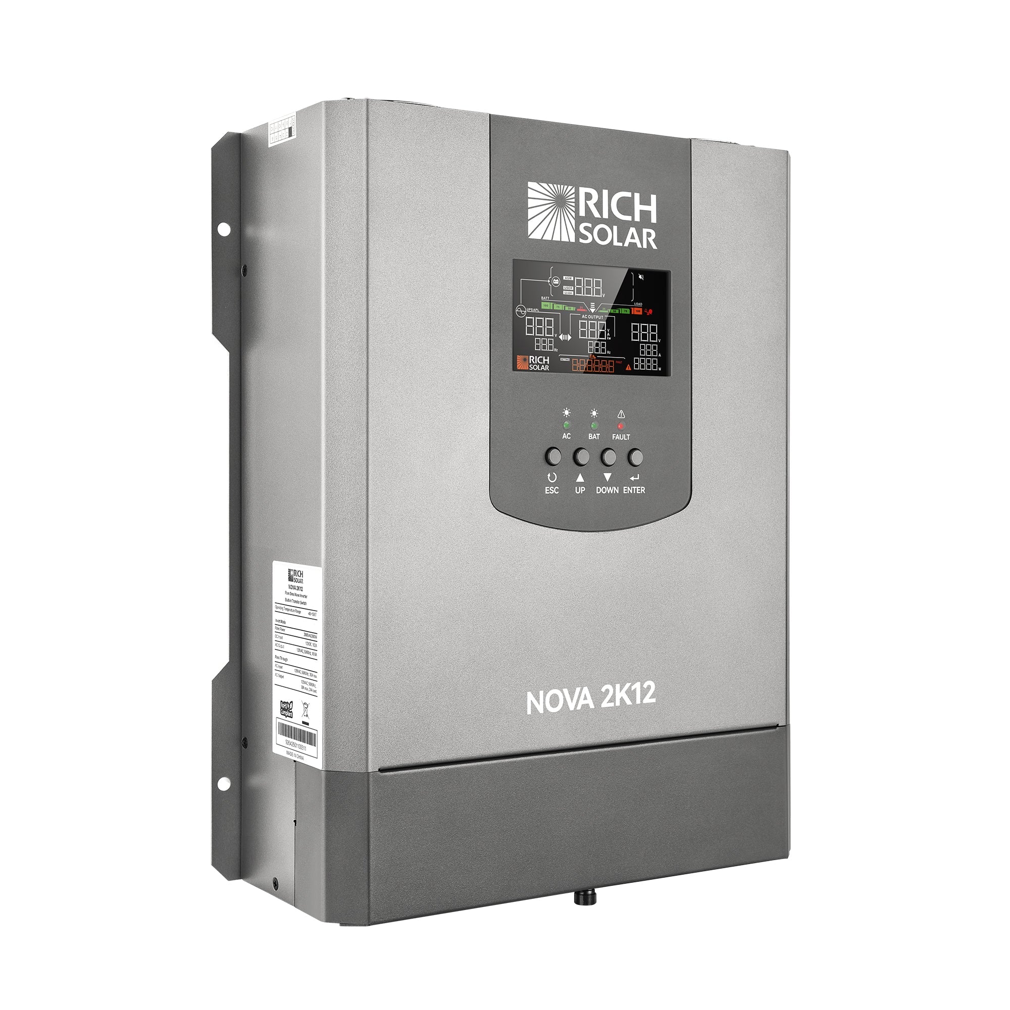 NOVA 2K12 | 2000W 12V Pure Sine Wave Inverter with Built-in Transfer Switch | UL458 Certified for RVs, Campers, Trailers, Vans