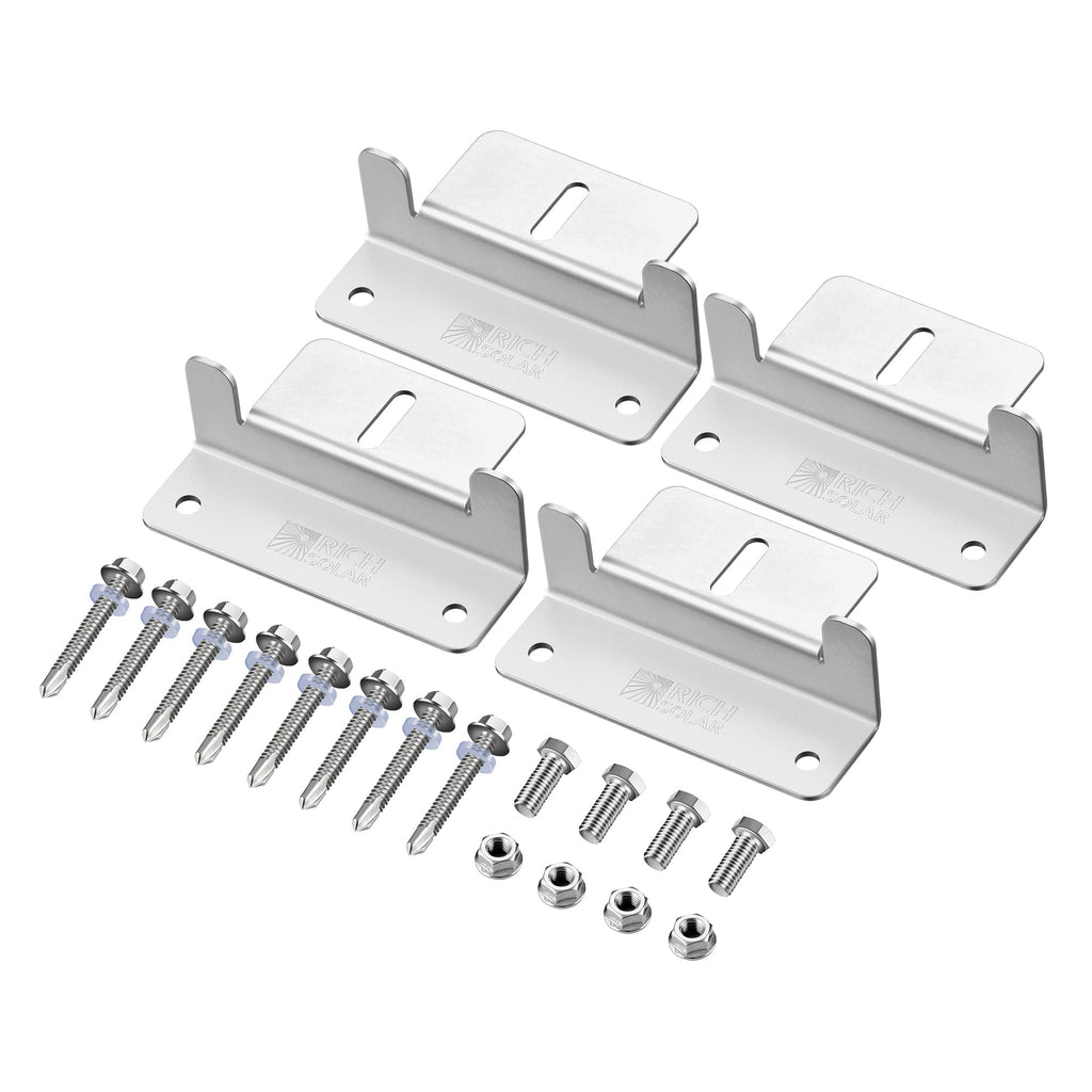Z-Brackets | Mounting Hardware Z-Brackets with Screws | Designed for RICH SOLAR MEGA Series Solar Panels | Easy to Install