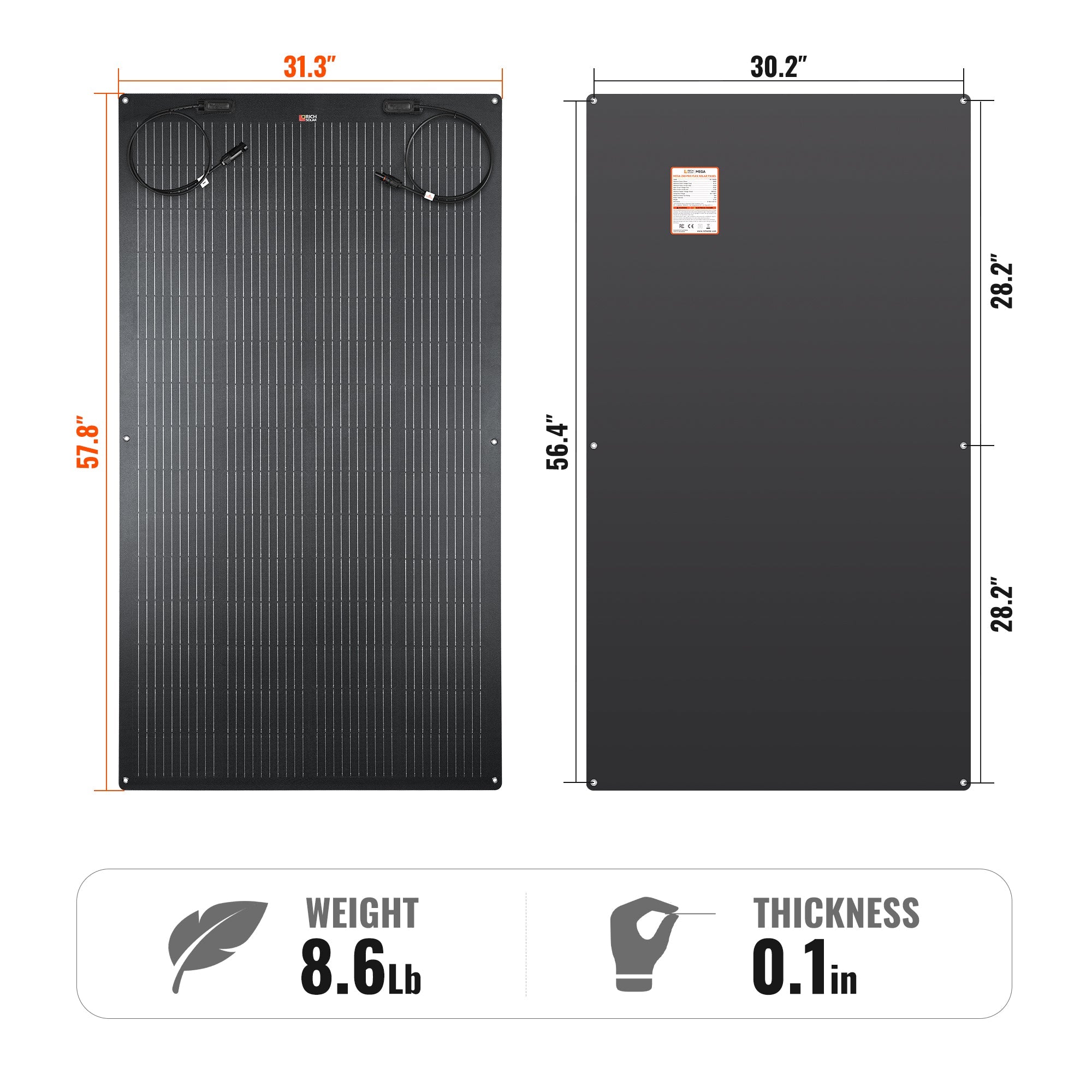 MEGA 200 PRO FLEX | 200W 24V Flexible Solar Panel | 360° Bendable, IP68 Waterproof, for RV Roofs, Marine, Off-Grid, and Overland Systems