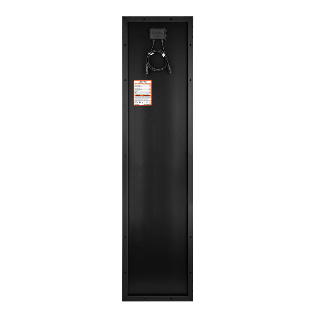 MEGA 130 SLIM ONYX | 130 Watt Slim Solar Panel | Compact 12V Narrow Panel for Vans, Campers, Boats  | 25-Year Output Warranty