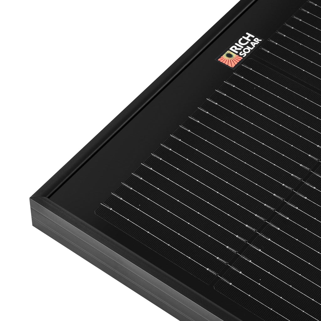 MEGA 130 SLIM ONYX | 130 Watt Slim Solar Panel | Compact 12V Narrow Panel for Vans, Campers, Boats  | 25-Year Output Warranty