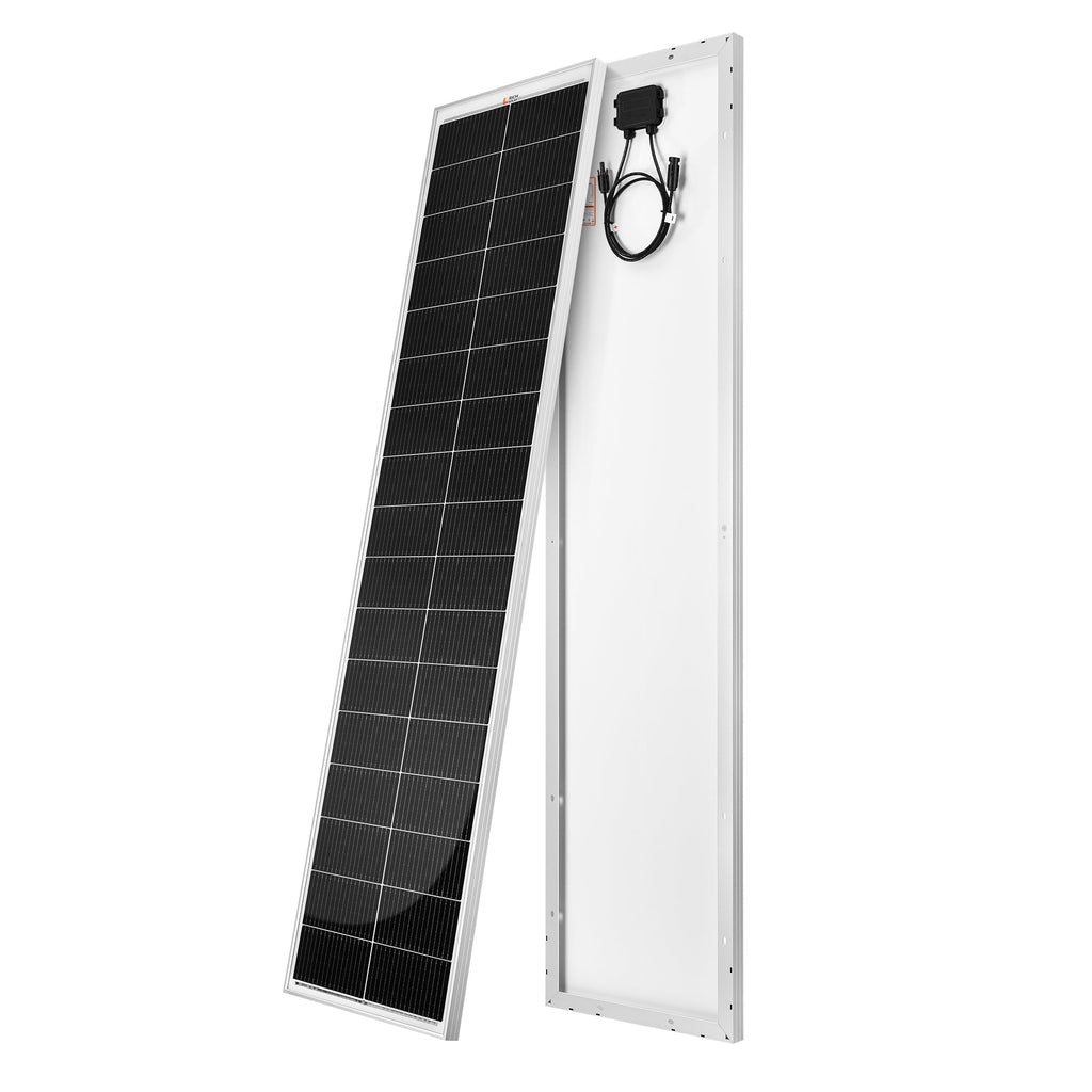 MEGA 130 SLIM | 130 Watt Slim Solar Panel | Compact 12V Narrow Panel for Vans, Campers, Boats  | 25-Year Output Warranty