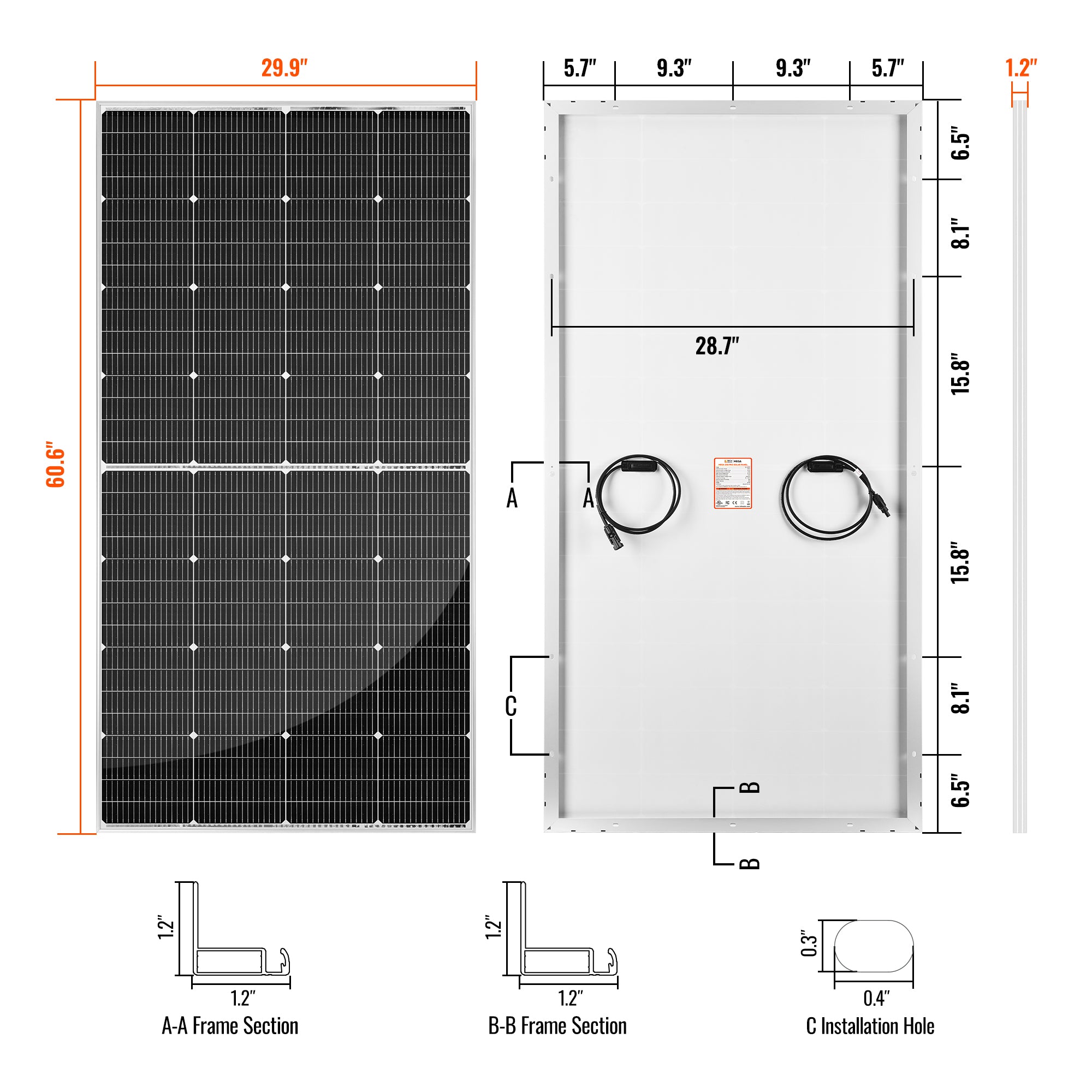 MEGA 250 PRO | 250 Watt 24 Volt Solar Panel | Premium 24V Off-Grid Solar Panel for Campers, Tiny Homes, Cabins | 25-Year Output Warranty