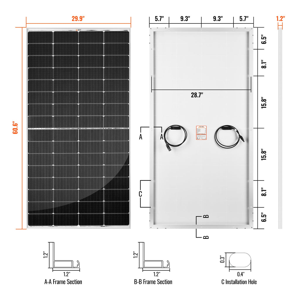 MEGA 250 | 250 Watt Solar Panel | Premier 12V Off-Grid Solar Panel for RVs, Vans, Boats | 25-Year Output Warranty