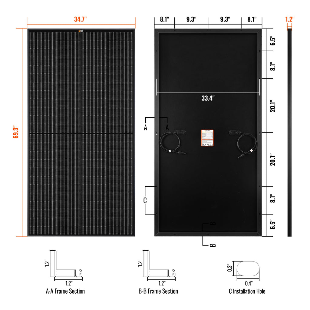 MEGA 335 PRO | 335 Watt Solar Panel | Premium Grid-tie or Off-grid Solar Panel for Residential, Commercial, Agriculture | 25-Year Output Warranty