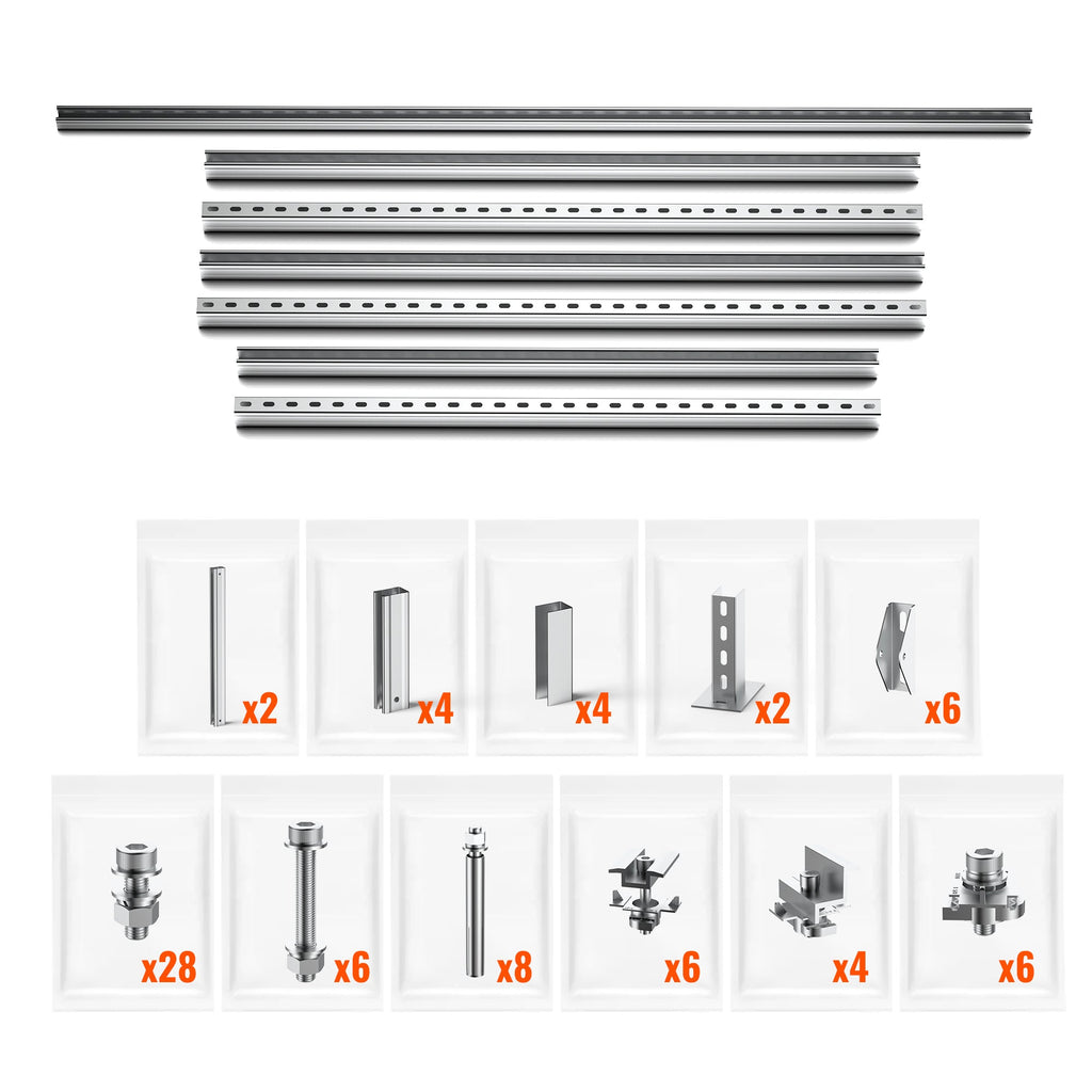 Solar Ground Mount | Fit MEGA 100/100 SLIM/MEGA 150 | Adjustable, Easy-to-Install Brackets for 1-4 Panels