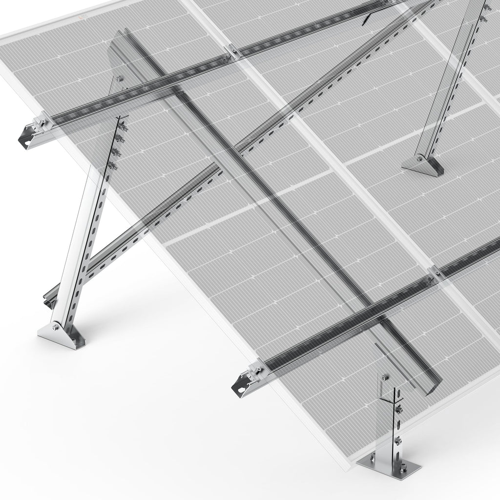 Solar Ground Mount | Fit MEGA 100/100 SLIM/MEGA 150 | Adjustable, Easy-to-Install Brackets for 1-4 Panels