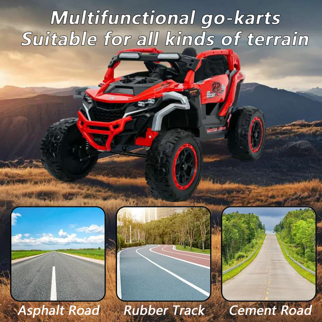 Ride On Models Truck Car 12V Kids Electric Vehicles, Remote Control, Front & Rear Shock Suspension, 2 Seater UTV, Flashlights And A Built-in Music Player, For Age 3-6 Years Old