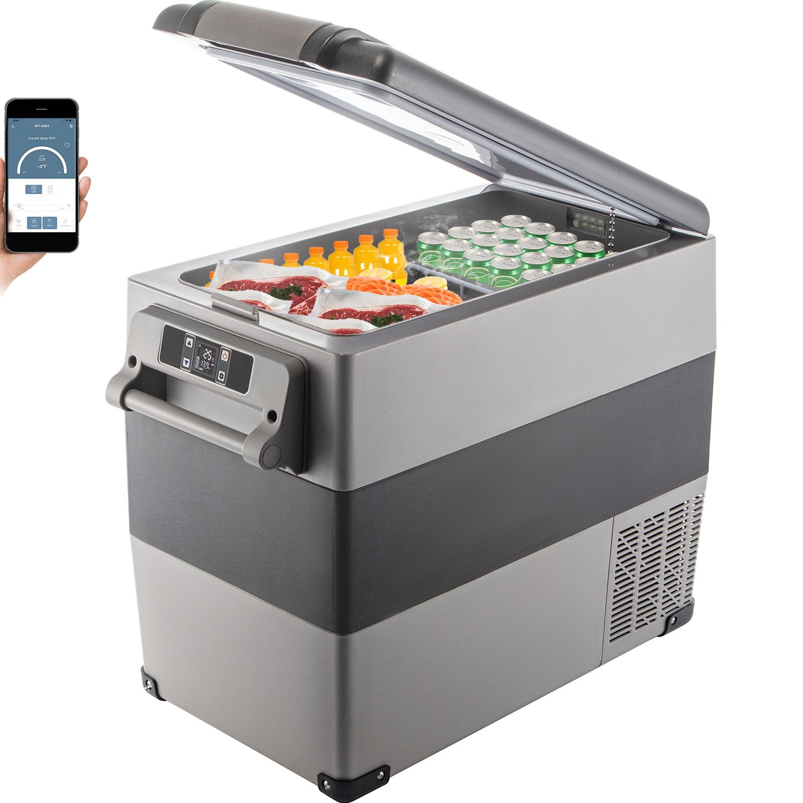 12 Volt Refrigerator, 58 Quart Car Refrigerator, Dual Zone Portable Refrigerator,RV Refrigerator With 12/24V DC And 110-240V AC, Freezer Fridge Cooler, For Car, RV, Camping And Home Use